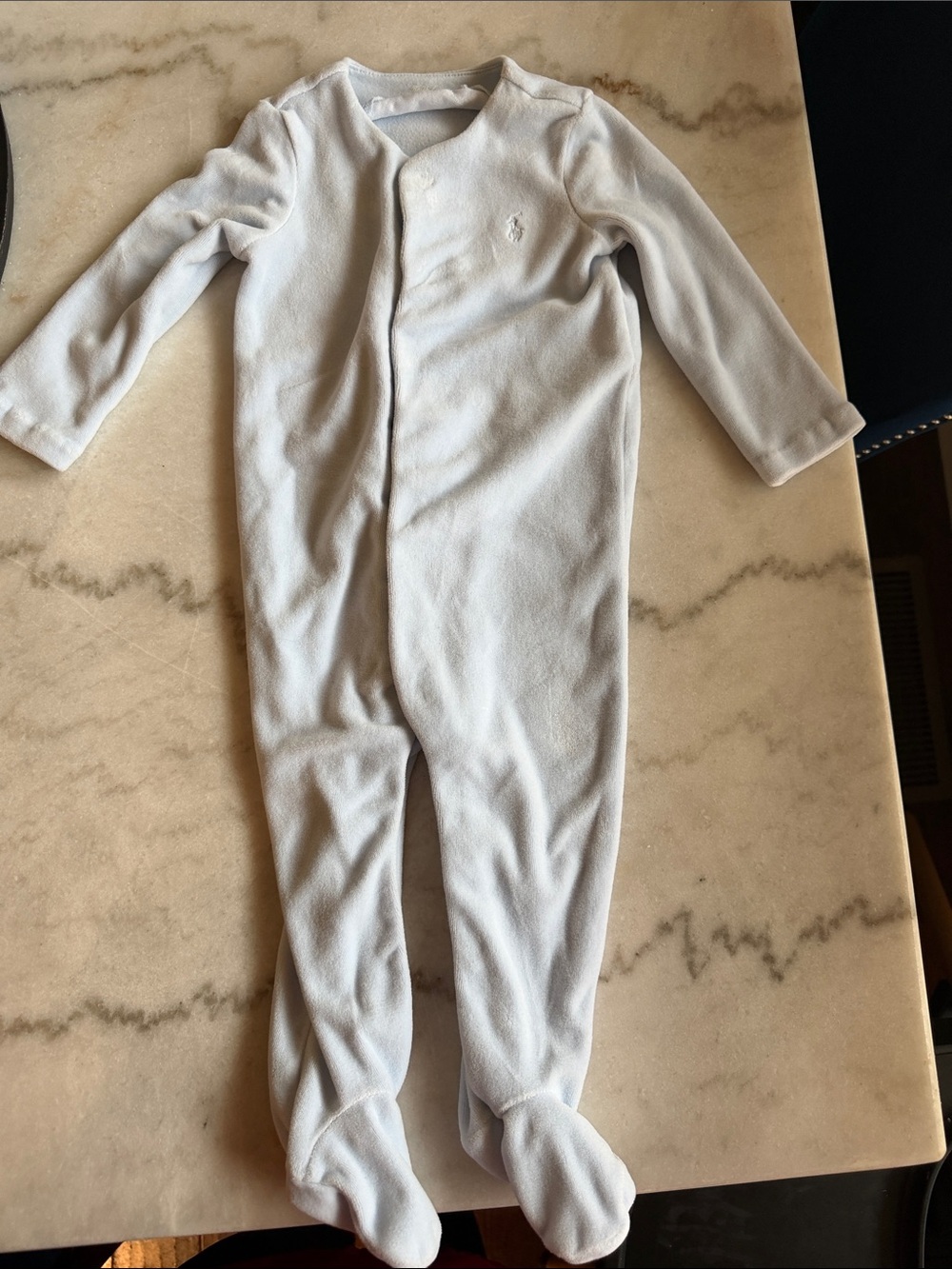 Ralph Lauren Light Blue Footed One-Piece Romper